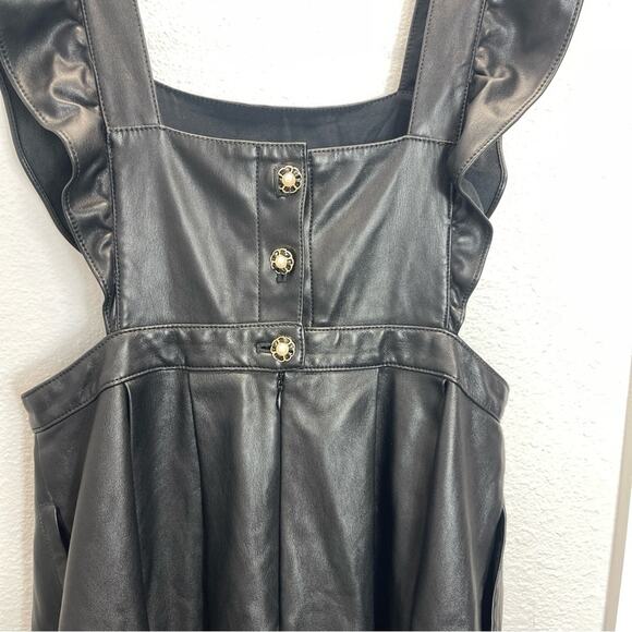 Maeve Anthropologie Faux Vegan Leather Pinafore Dress - Picture 5 of 12